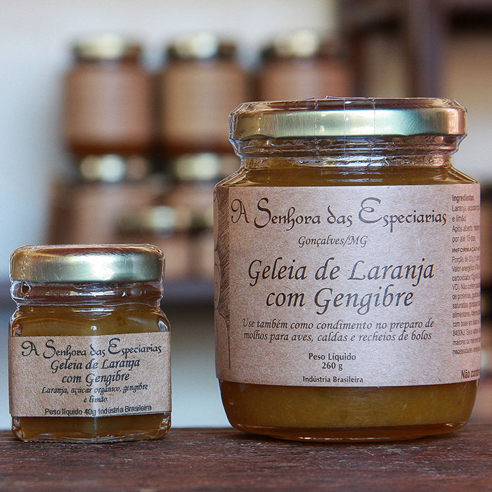 Geleia de laranja com gengibre produzida por A Senhora das Especiarias em Gonçalves MG.